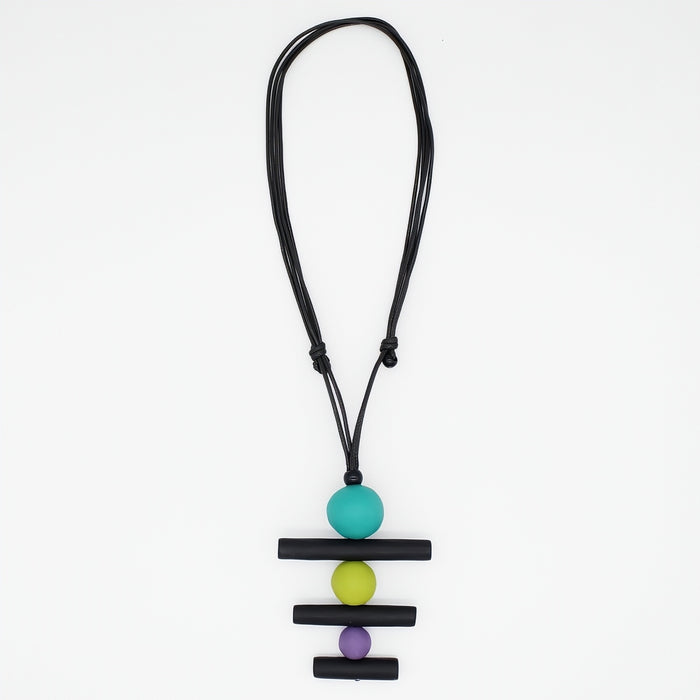 Turquoise Linear Layers Pendant Necklace - Sylca Designs - Chunky Jewelry