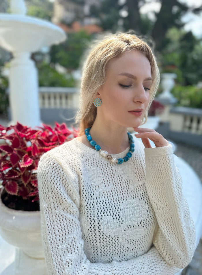 Turquoise Statement Earrings KE007 - FARRA