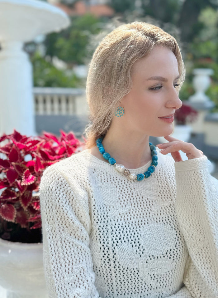 Turquoise Statement Earrings KE007 - FARRA
