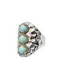 Turquoise Stones Platinum Plated Brass Adjustable Ring LR005 - FARRA