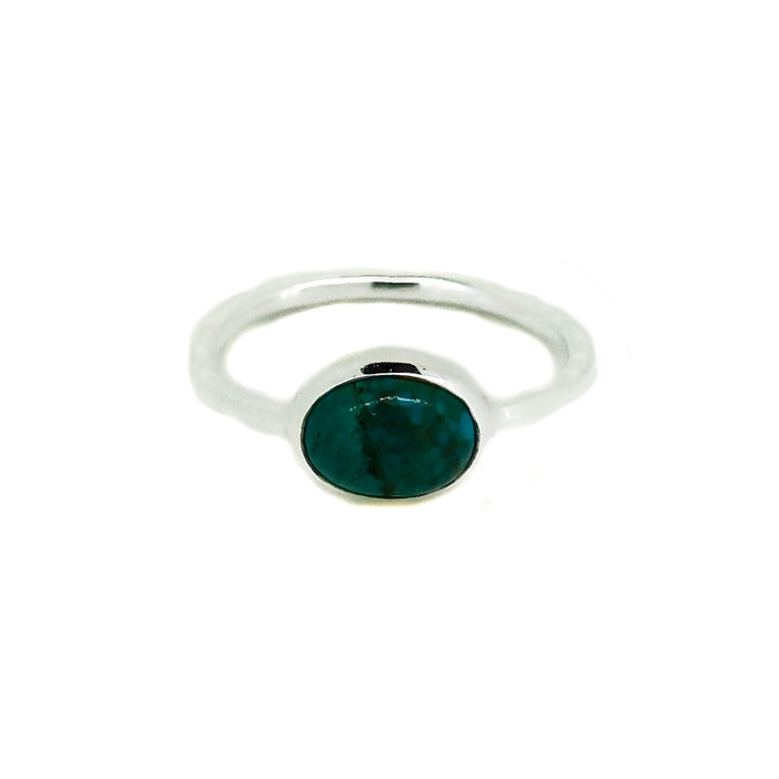 dainty oval turquoise ring in silver