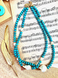 Turquoise With Baroque Pearls Double Layers Short Necklace EN013 - FARRA