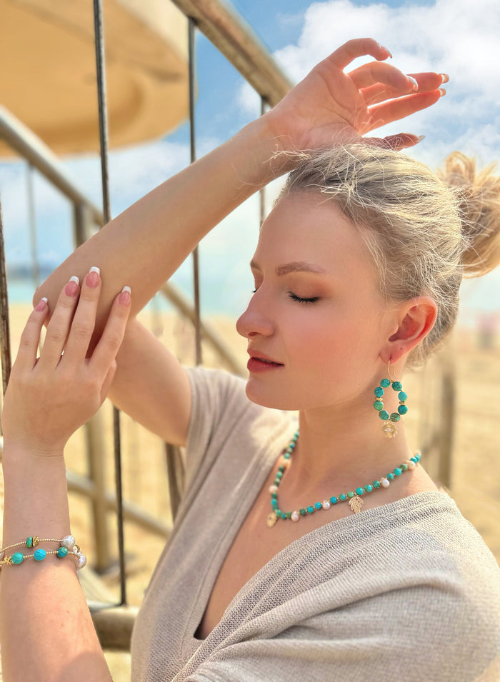Turquoise with Evil EYE Earrings JE044 - FARRA