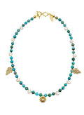 Turquoise with Evil Eye Pendant Necklace JN054 - FARRA