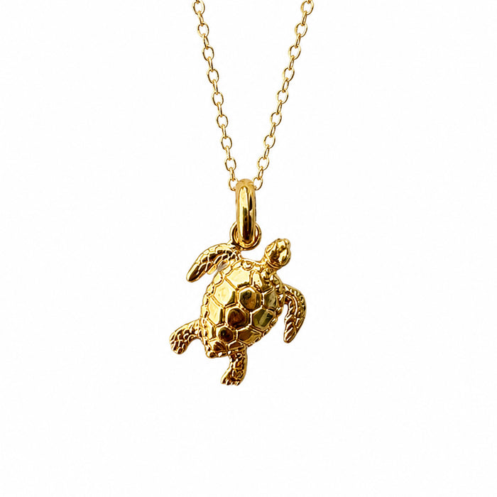 A gold vermeil turtle pendant inspired by Broome Turtles