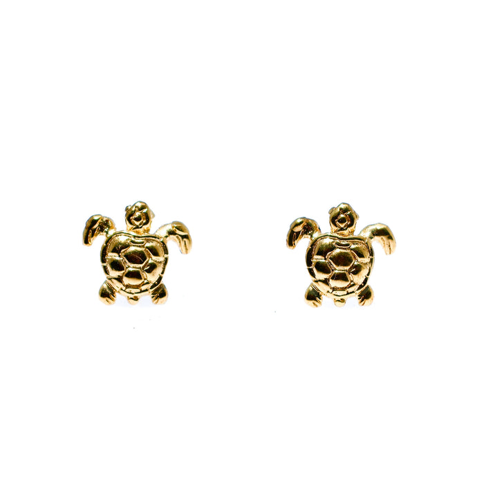 Gold turtle stud earrings crafted in gold vermeil over 925 sterling silver