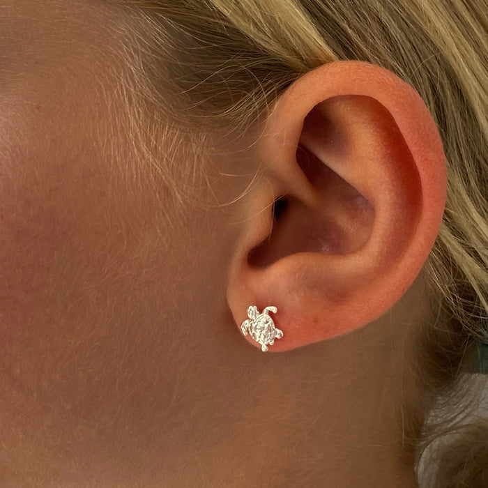 silver australian designed sea turtle studs