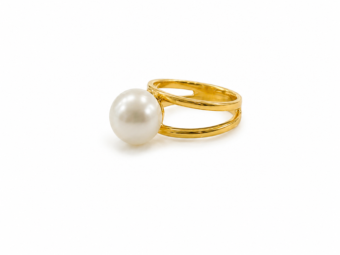 Twin Reflection Pearl Ring Gold | Gold Vermeil Freshwater Pearl Ring
