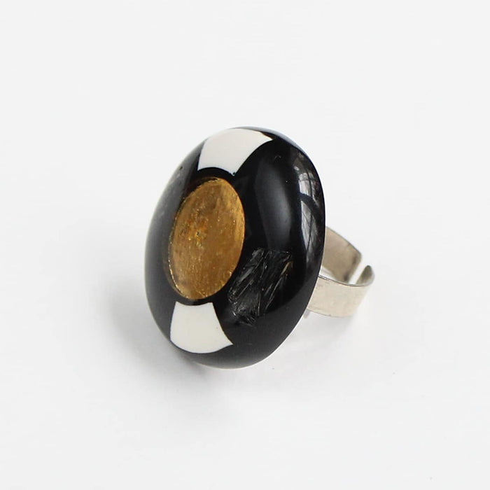 Unique Gold & Black Ring by Sylca - Sylca Designs - Chunky Jewelry