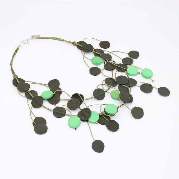Urban Olive Leather Dangle Necklace