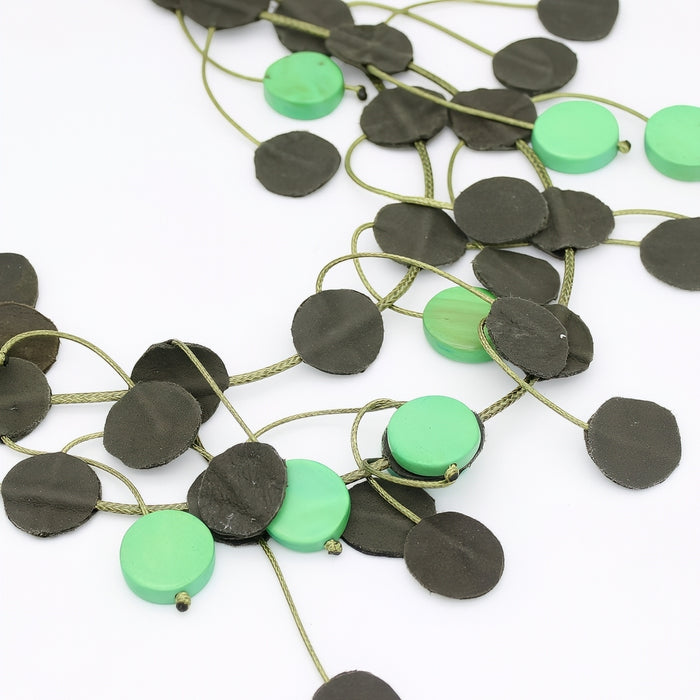 Urban Olive Leather Dangle Necklace