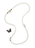 Versatile Freshwater Pearl With Removable Butterfly Pendant Necklace RN035