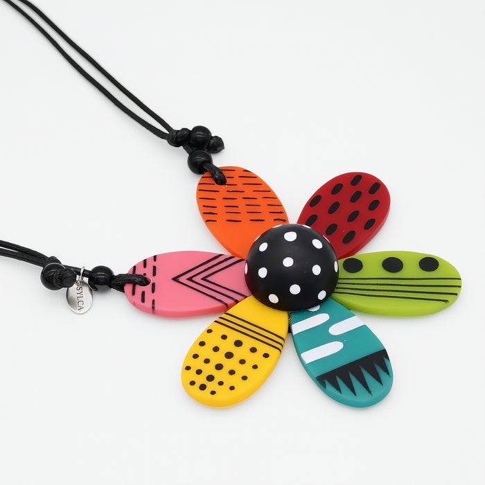 Vibrant Garden Flower Pendant Necklace