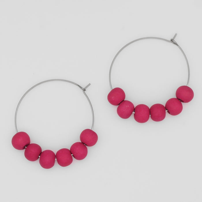 Vibrant Pink Hoop Dangle Earring - Sylca Designs - Chunky Jewelry