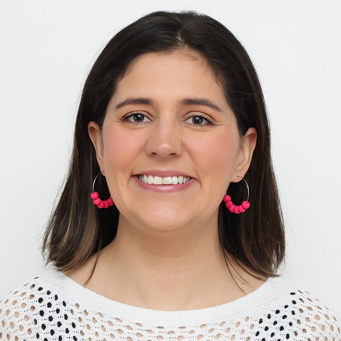 Vibrant Pink Hoop Dangle Earring - Sylca Designs - Chunky Jewelry