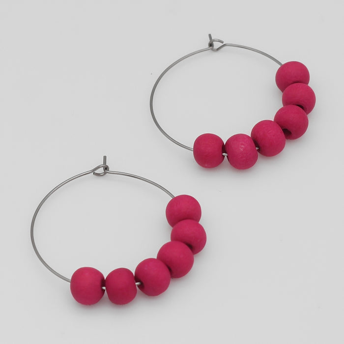 Vibrant Pink Hoop Dangle Earring - Sylca Designs - Chunky Jewelry