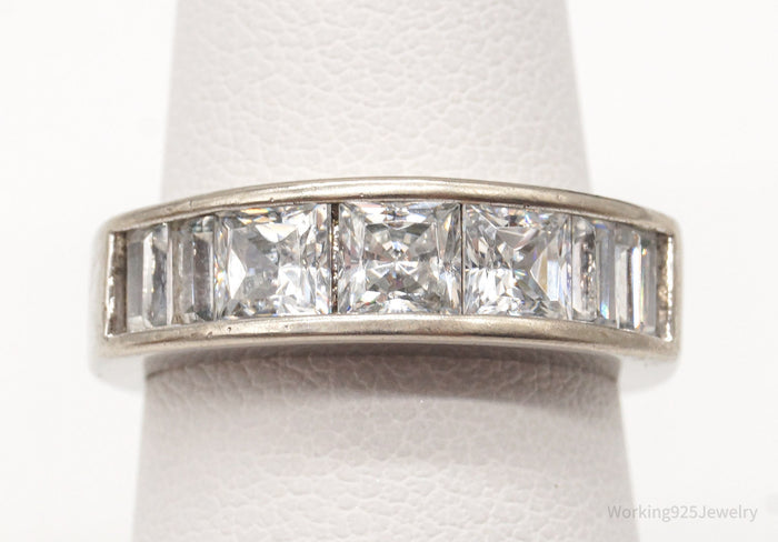 Vintage Cubic Zirconia Sterling Silver Plated Ring - Size 5.75