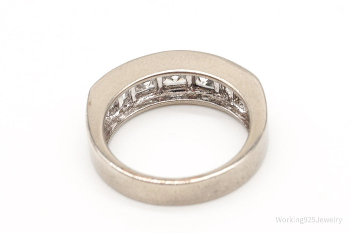 Vintage Cubic Zirconia Sterling Silver Plated Ring - Size 5.75