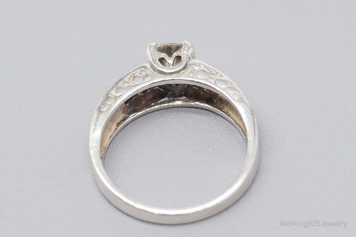 Vintage Cubic Zirconia Sterling Silver Ring - Size 8