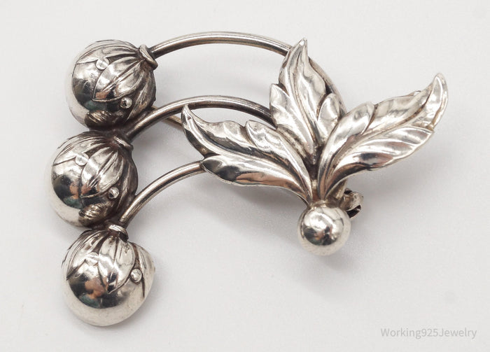 Vintage Denmark Hermann Siersbol Modernist Floral Sterling Silver Pin Brooch