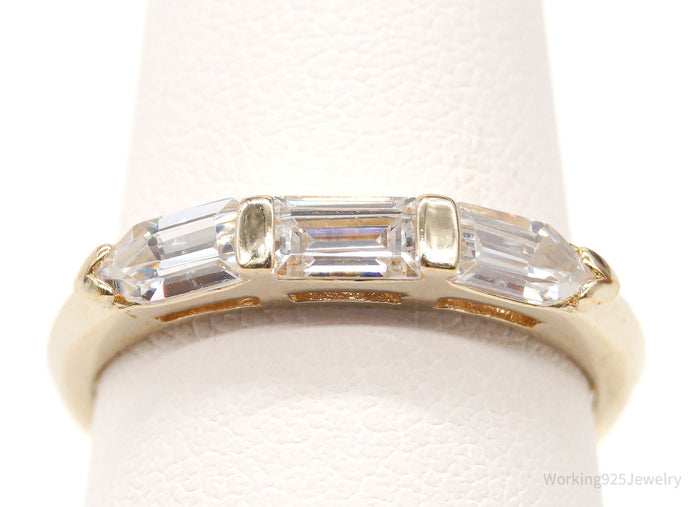 Vintage Designer ADI Cubic Zirconia Gold Vermeil Sterling Silver Ring - Size 8