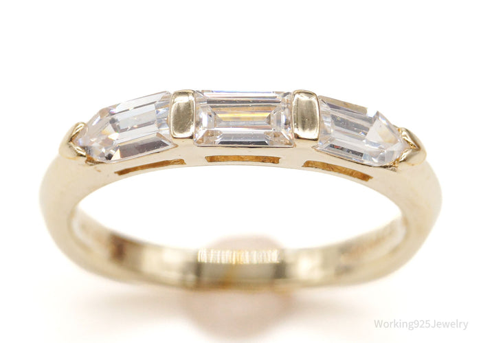 Vintage Designer ADI Cubic Zirconia Gold Vermeil Sterling Silver Ring - Size 8