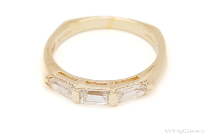 Vintage Designer ADI Cubic Zirconia Gold Vermeil Sterling Silver Ring - Size 8