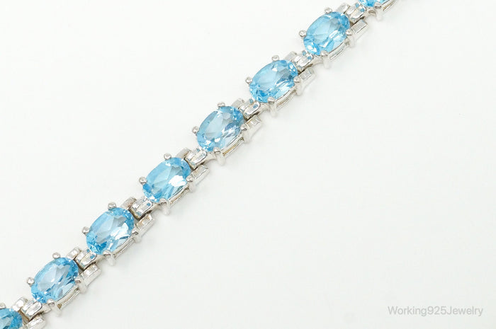 Vintage Designer ALX Blue Topaz Sterling Silver Tennis Bracelet