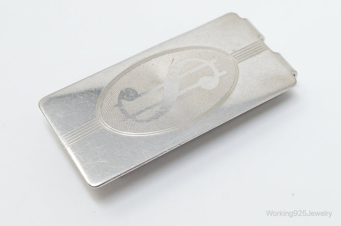 Vintage Designer Anson Dollar Sign Sterling Silver Money Tie Money Clip