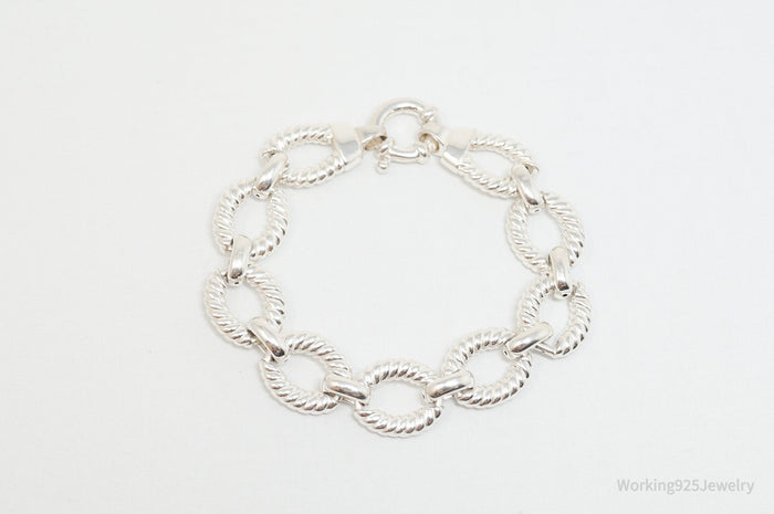 Vintage Designer ASJ Mauritius Art Deco Cable Cord Sterling Silver Bracelet
