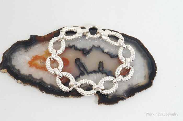 Vintage Designer ASJ Mauritius Art Deco Cable Cord Sterling Silver Bracelet