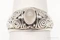 Vintage Designer BA Suarti White Moonstone Sterling Silver Ring - Size 8.5