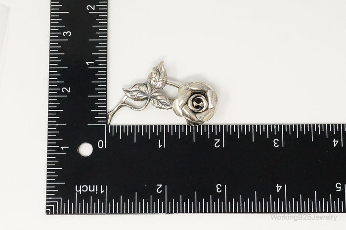 Vintage Designer Beau Rose Sterling Silver Brooch Pin