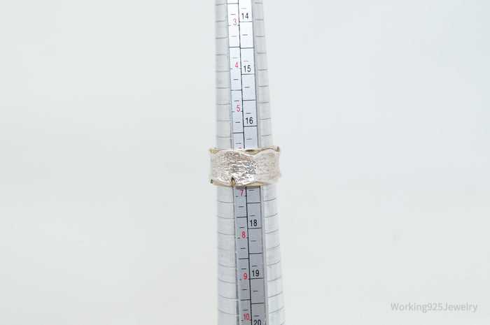 Vintage Designer Blue Topaz Sterling Silver Gold Wash Two Tone Ring - Size 6.5