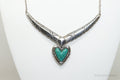 Vintage Designer Carolyn Pollack Turquoise Heart Sterling Silver Necklace