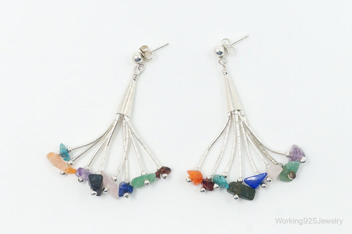 Vintage Designer CJC Multi Gem Sterling Silver Earrings