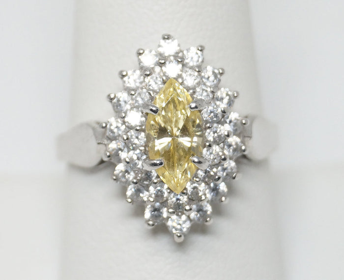 Vintage Designer CNA Citrine CZ Sterling Silver Ring - Sz 8.75