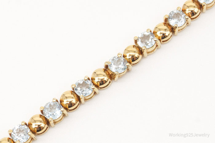 Vintage Designer DBJ Blue Topaz Gold Vermeil Sterling Silver Bracelet