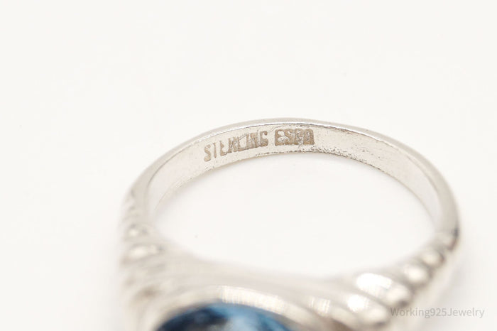 Vintage Designer Espo London Blue Topaz Sterling Silver Ring - Size 6.75