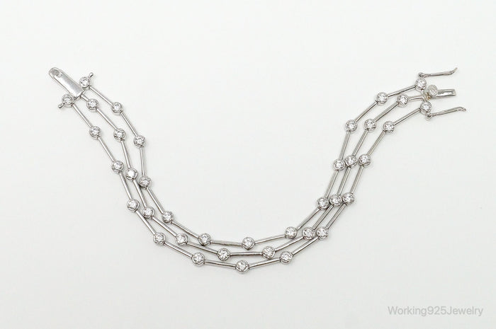 Vintage Designer FAS Cubic Zirconia Sterling Silver Bracelet