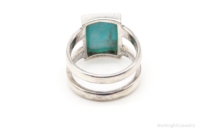 Vintage Designer FAS Faux Turquoise Sterling Silver Ring - Size 7
