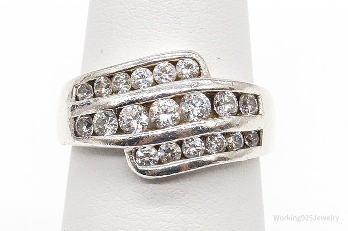 Vintage Designer GV Art Deco Cubic Zirconia Sterling Silver Ring Size 6