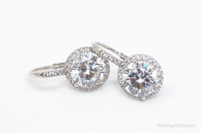 Vintage Designer JCM Cubic Zirconia Sterling Silver Earrings