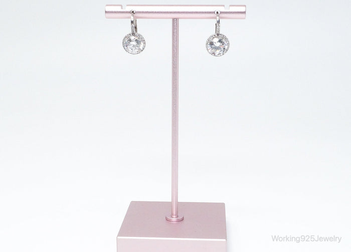 Vintage Designer JCM Cubic Zirconia Sterling Silver Earrings