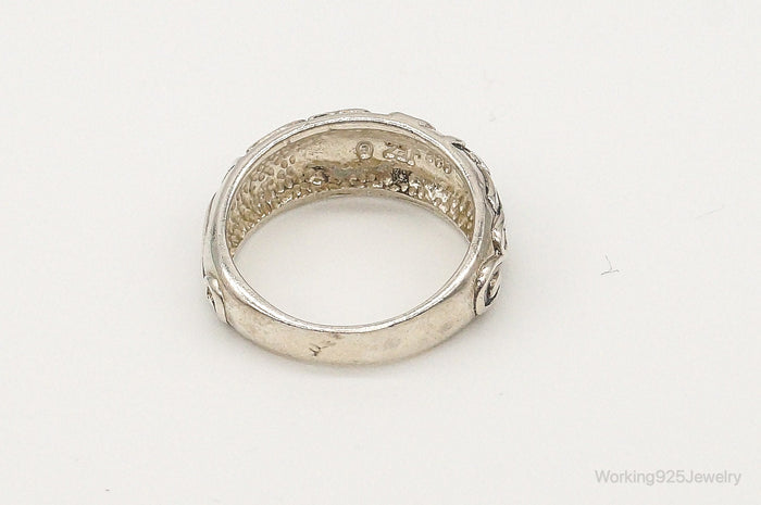 Vintage Designer JEZ Leaf Floral Design Sterling Silver Ring - Size 6