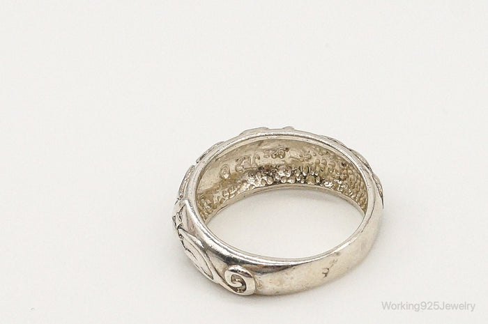 Vintage Designer JEZ Leaf Floral Design Sterling Silver Ring - Size 6