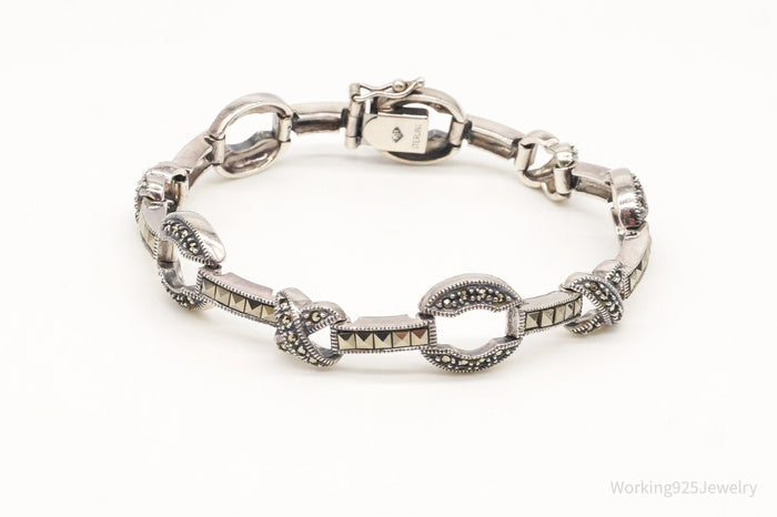 Vintage Designer Judith Jack Art Deco Marcasite Sterling Silver Bracelet