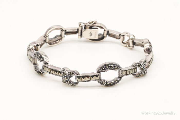 Vintage Designer Judith Jack Art Deco Marcasite Sterling Silver Bracelet