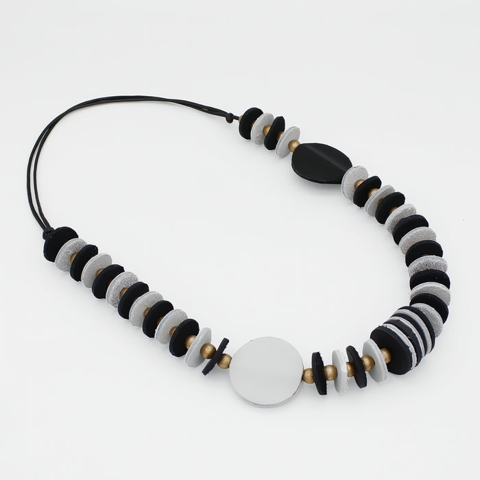 Vivid Black Leather Necklace
