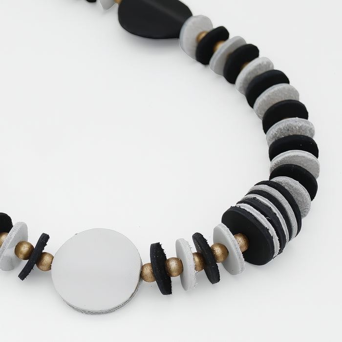 Vivid Black Leather Necklace